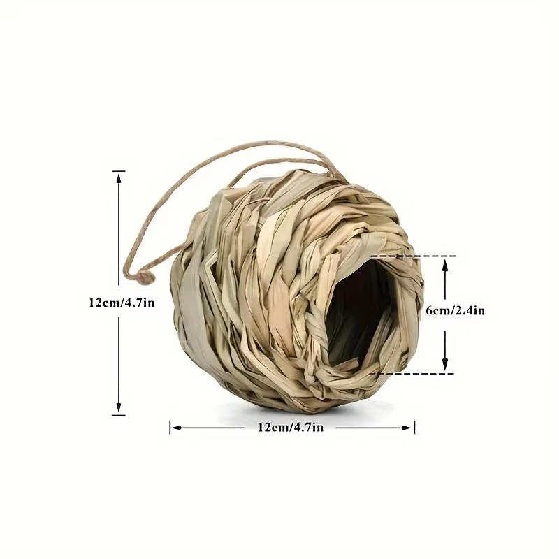 New Birds Nest Bird Cage Grass Egg Cage Bird House Outdoor Decorative Weaved Hanging Parrot Nest Houses Pet Bedroom