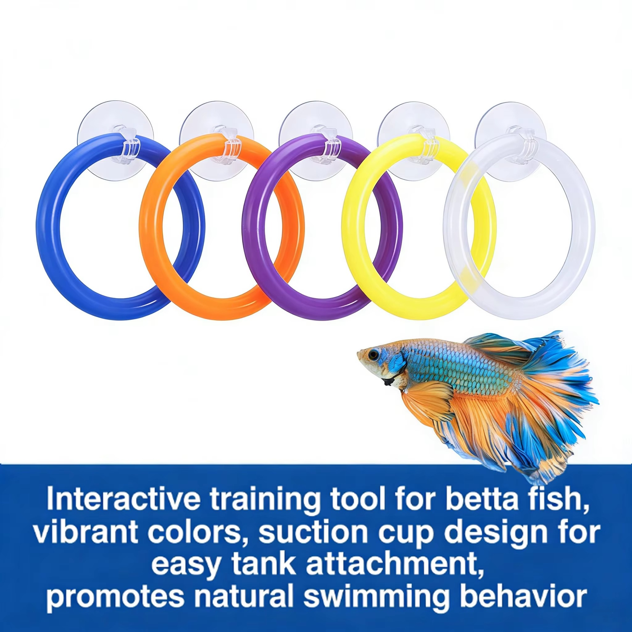 4PC/Set Betta fish training ring set, used for displaying fins, training gill flaring, and multicolor suction cup practice rings