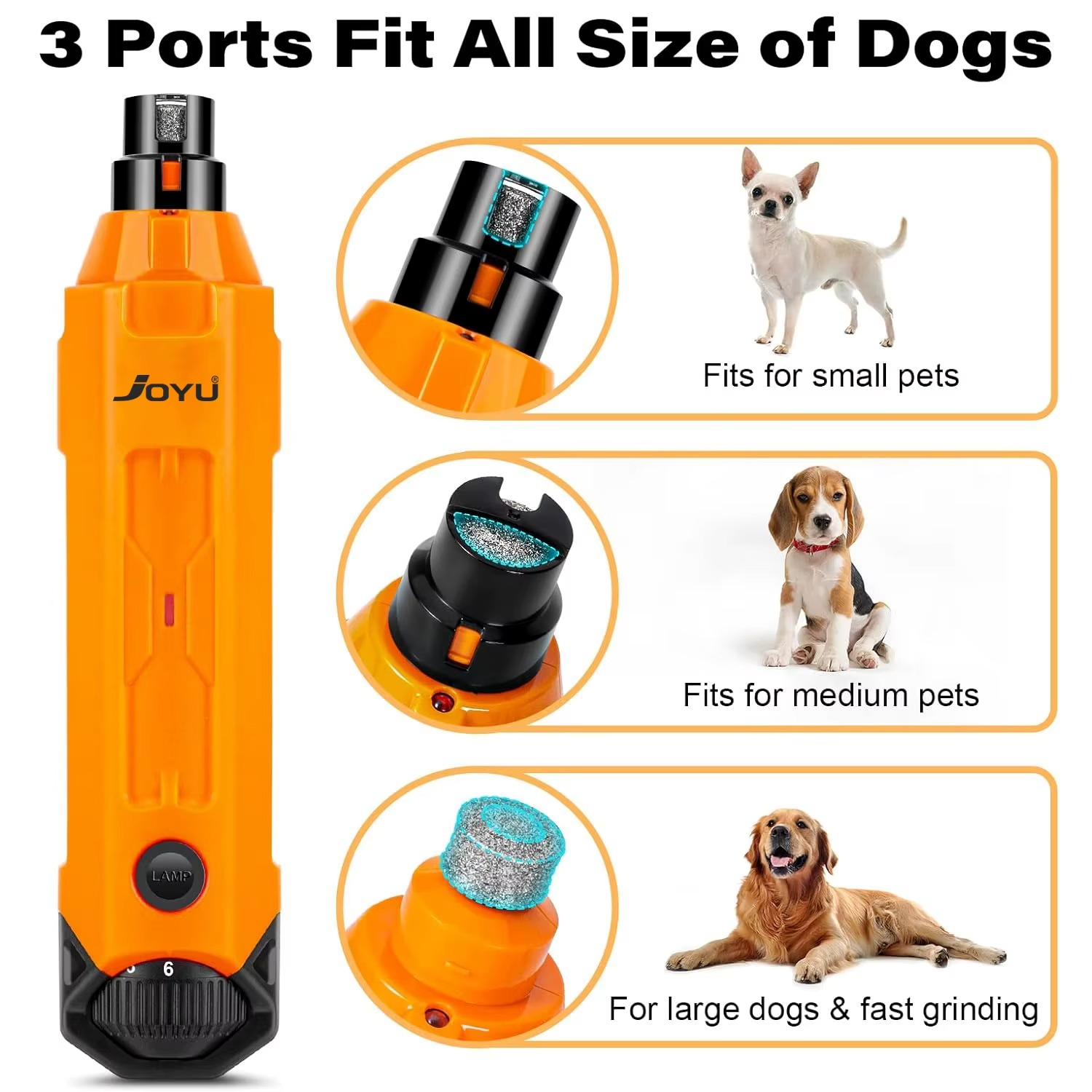 6-Speed Dog Nail Grinder Enhanced Pet Nail Grinder Super Quiet Rechargeable Electric Dog Nail Trimmer Painless paws grooming