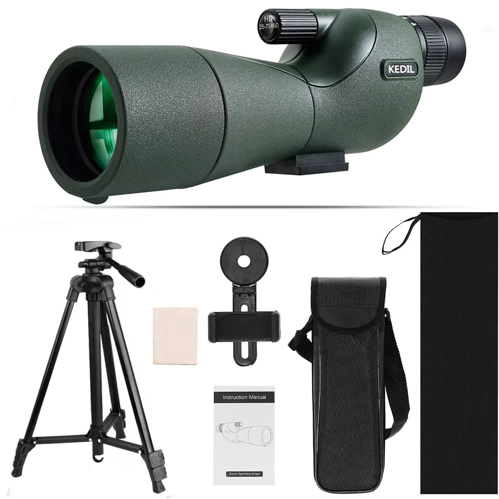 25-75X60 Spotting Scope for Target Shooting Hunting Bird Watching Professional Zoom Powerful Long Range Monocular Telescope BAK4