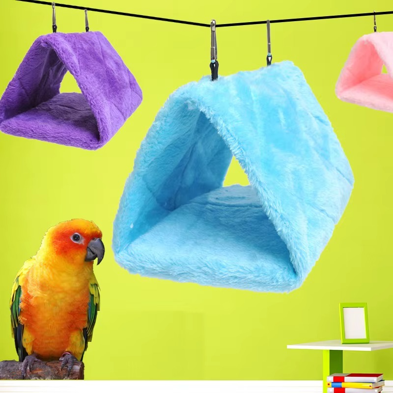 Bird Bed Winter Pet Bird Parrot Cages Warm Plush Hammock Hut Tent Bed Hanging Cave for Sleeping and Hatching Bird Accessories