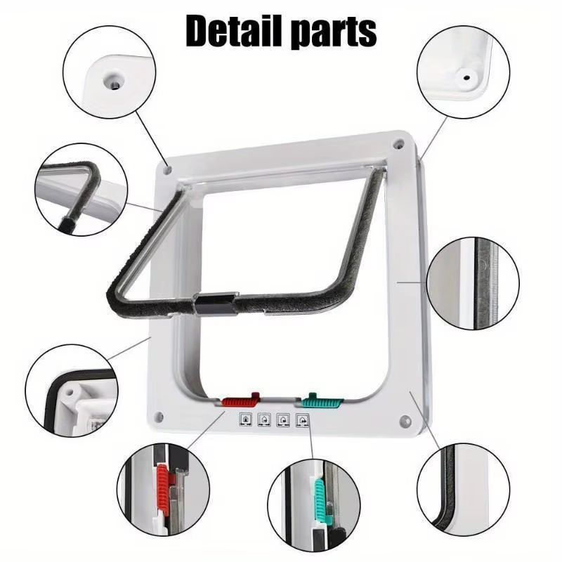 Pet Cat Door Hole Dog Door Hole Can Control Free Entry And Exit Pet Home Practical Two-way Door Safety Flap Door Pet Supplies