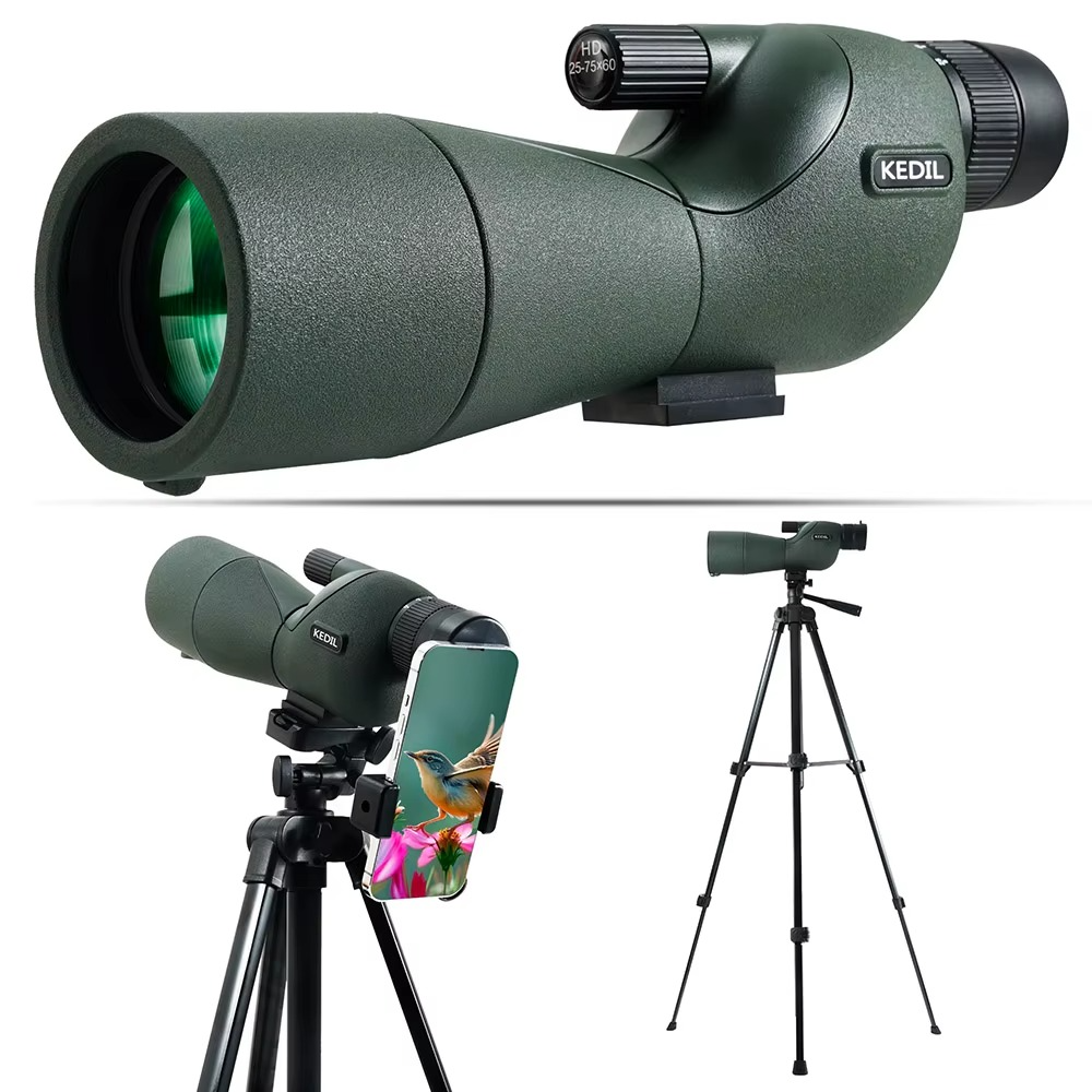 25-75X60 Spotting Scope for Target Shooting Hunting Bird Watching Professional Zoom Powerful Long Range Monocular Telescope BAK4