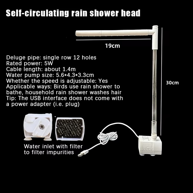 New Automatic Parrot Bird Bath Tub USB Electric Pet Circulating Water Bathtub Shower Fountain Pet Supplies·