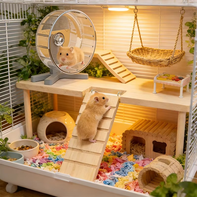 Hamster Wooden Sturdy Platform JumpingBoard Playground Hamster Climbing Toy SmallPets Stairs Toy Hamster Mice Cage Accessories
