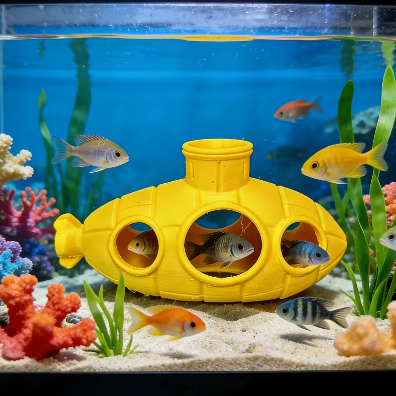 1PC 3D Printed Sea Fish Tank Ornament Submarine Aquarium Micro Landscape Decoration Hiding House Breeding Jar